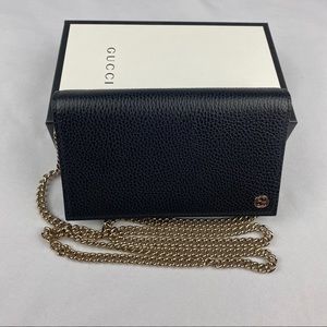 NWT Gucci Black Small Crossbody Wallet With Chain